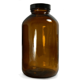 JG Finneran Precleaned - 32 oz (1000 mL) Amber Boston Round, 33-430 mm Thread, Black Phenolic Closure, PTFE/F217 Lined