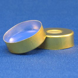 20 mm Gold Magnetic Seal, 8 mm Hole, Thin .060 (1.5 mm) Blue PTFE/White Silicone for SPME
