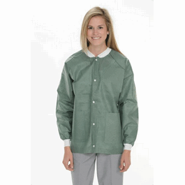 ValuMax Extra-Safe SMS Lab Jackets, Hip Length, 3 Pockets, Snap Front, Knit Cuffs and Collar, Olive, 2XL