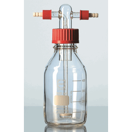 DWK Life Sciences (Wheaton) (Duran) 500 mL Gas Washing Bottle with Filter Disk, Drechsel Bottle Head, and GL 45 Screw-Connection System