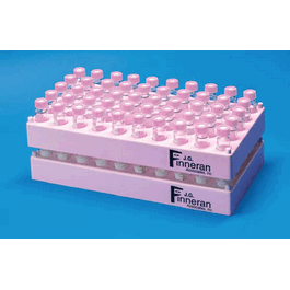 JG Finneran 50 Position Pink Polypropylene Stackable Rack for 12 mm Vials and tubes, Autoclavable