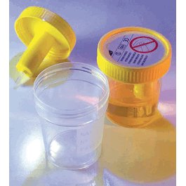 Urine Collection Cup with Integrated Transfer Device, 4oz (120mL), Graduated to 100mL, STERILE, Bulk
