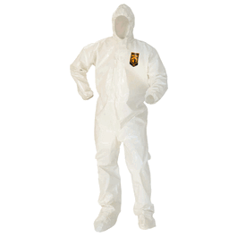 KleenGuard A80 Chemical Permeation and Jet Liquid Protection Coveralls with Attached Boots and Respirator-Fit Hood, 2XL