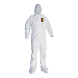 KleenGuard A20 White Breathable Particle Protection Coveralls with Attached Hood and Boots, Zipper Front, Elastic Back/Wrists/Ankles, 4XL