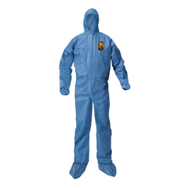 KleenGuard A20 Blue Breathable Particle Protection Coveralls with Attached Hood and Boots, Zipper Front, Elastic Back/Wrists/Ankles, 2XL