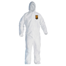 KleenGuard A30 Breathable Splash and Particle Protection Coveralls with Attached Hood, Elastic Wrists and Ankles, M