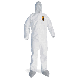 KleenGuard A30 Breathable Splash and Particle Protection Coveralls, Elastic Back/Front/Wrists/Ankles, Hood, and Skid-Resistant Boots, 3XL