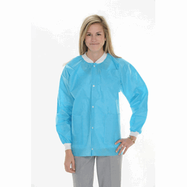 ValuMax Extra-Safe SMS Lab Jackets, Hip Length, 3 Pockets, Snap Front, Knit Cuffs and Collar, Aqua, 3XL
