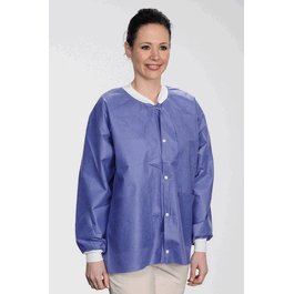ValuMax Extra-Safe SMS Lab Jackets, Hip Length, 3 Pockets, Snap Front, Knit Cuffs and Collar, Blueberry, 2XL