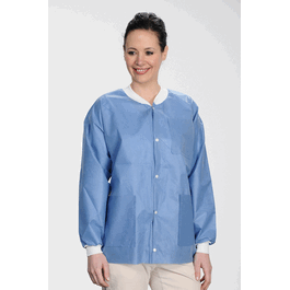 ValuMax Extra-Safe SMS Lab Jackets, Hip Length, 3 Pockets, Snap Front, Knit Cuffs and Collar, Ceil Blue, 5XL