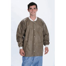 ValuMax Extra-Safe SMS Lab Jackets, Hip Length, 3 Pockets, Snap Front, Knit Cuffs and Collar, Coffee, 4XL
