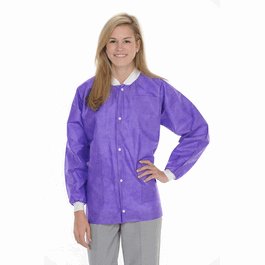 ValuMax Extra-Safe SMS Lab Jackets, Hip Length, 3 Pockets, Snap Front, Knit Cuffs and Collar, Deep Purple, 3XL