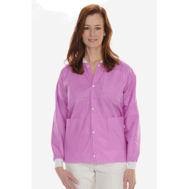 ValuMax Extra-Safe SMS Lab Jackets, Hip Length, 3 Pockets, Snap Front, Knit Cuffs and Collar, Lavender, 2XL