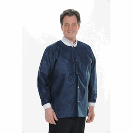 ValuMax Extra-Safe SMS Lab Jackets, Hip Length, 3 Pockets, Snap Front, Knit Cuffs and Collar, Navy Blue, 2XL