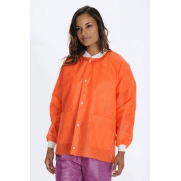 ValuMax Extra-Safe SMS Lab Jackets, Hip Length, 3 Pockets, Snap Front, Knit Cuffs and Collar, Orange, 2XL