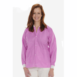 ValuMax Extra-Safe SMS Lab Jackets, Hip Length, 3 Pockets, Snap Front, Knit Cuffs and Collar, Raspberry, 2XL
