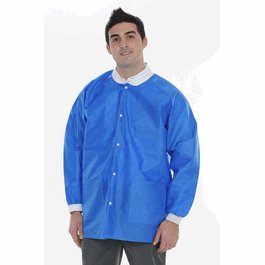 ValuMax Extra-Safe SMS Lab Jackets, Hip Length, 3 Pockets, Snap Front, Knit Cuffs and Collar, Royal Blue, 2XL