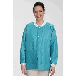 ValuMax Extra-Safe SMS Lab Jackets, Hip Length, 3 Pockets, Snap Front, Knit Cuffs and Collar, Teal, S