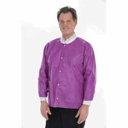 ValuMax Extra-Safe SMS Lab Jackets, Hip Length, 3 Pockets, Snap Front, Knit Cuffs and Collar, Violet Purple, L