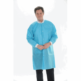 ValuMax Extra-Safe SMS Lab Coats, Knee Length, 3 Pockets, Snap Front, Knit Cuffs and Collar, Aqua, 3XL
