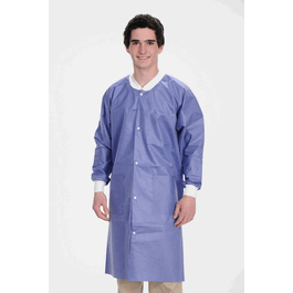ValuMax Extra-Safe SMS Lab Coats, Knee Length, 3 Pockets, Snap Front, Knit Cuffs and Collar, Blueberry, XS
