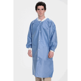 ValuMax Extra-Safe SMS Lab Coats, Knee Length, 3 Pockets, Snap Front, Knit Cuffs and Collar, Ceil Blue, M