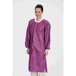 ValuMax Extra-Safe SMS Lab Coats, Knee Length, 3 Pockets, Snap Front, Knit Cuffs and Collar, Cranberry, 3XL