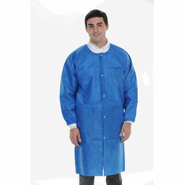 ValuMax Extra-Safe SMS Lab Coats, Knee Length, 3 Pockets, Snap Front, Knit Cuffs and Collar, Royal Blue, 3XL