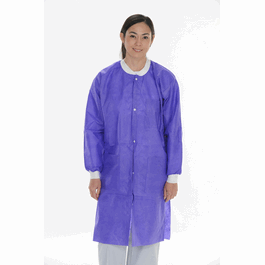 ValuMax Extra-Safe SMS Lab Coats, Knee Length, 3 Pockets, Snap Front, Knit Cuffs and Collar, Violet Purple, 5XL