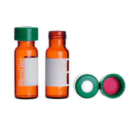 DWK Life Sciences (Wheaton) Assembled Kit Amber Vial with Marking Patch, Black Cap and PTFE Septa