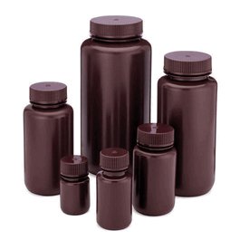 Diamond RealSeal Bottle, Wide Mouth Round, Amber HDPE with Amber PP Closure, 1000 mL
