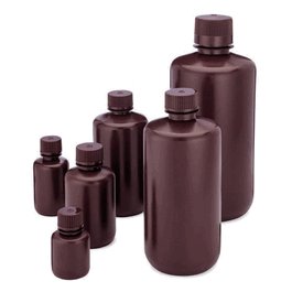 Diamond RealSeal Bottle, Narrow Mouth Boston Round, Amber HDPE with Amber PP Closure, 1000 mL