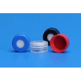 J.G. Finneran Preassembled R.A.M. 9 mm Smooth Screw Thread Closures with Pre-Slit Bonded PTFE/Silicone Septa, Black