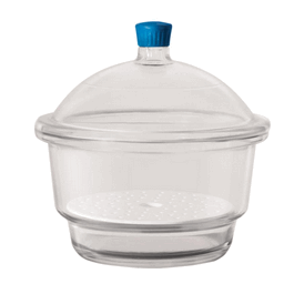 Borosil Desiccator with Cover and Porcelain Plate Plastic Knob 100 mm Borosilicate Glass
