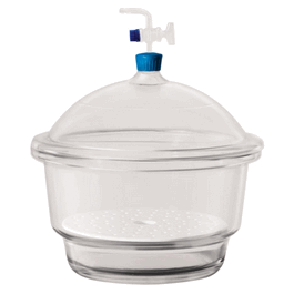 Borosil Desiccator Vacuum, Stopcock with PTFE spindle and Porcelain plate, 100 mm, Borosilicate