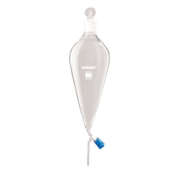 Borosil Separating Funnel Pear Shape Boroflo Stopcock PTFE Key I/C glass Stopper, 2000 mL