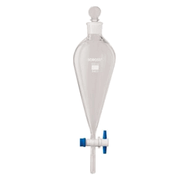 Borosil Glass Separating Funnel Pear Shape, PTFE Stopcock I/C Glass Stopper, 1000 mL