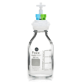 PUREGRIP Universal HPLC Solvent Reservoir Bottle Assembly, VersaCap GL45, 500 mL Clear Reagent Bottle, 4 X Ports OD Tube 3.2 mm and 1.6 mm