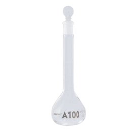 Borosil Volumetric Flask, Class A, Wide Mouth, Clear, Glass Stopper, 20 mL, 12/21, Individual Certification