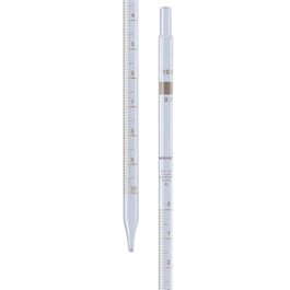Borosil Graduated Pipette Mohr Class A USP Type I, ISO 835, 0.1 mL, Batch Certificate
