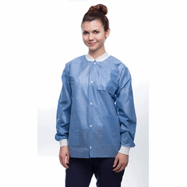 Valumax Easy-Breathe Lab Jackets, Snap Front, 3 Pockets, Knit Cuffs and Collar, Ceil Blue, 2XL