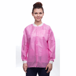Valumax Easy-Breathe Lab Jackets, Snap Front, 3 Pockets, Knit Cuffs and Collar, Raspberry, 3XL