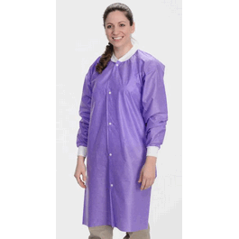 Valumax Easy-Breathe Lab Coats, Snap Front, 3 Pockets, Knit Cuffs and Collar, Purple, M