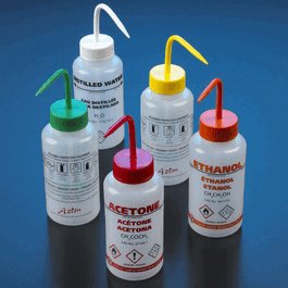 Wash Bottle, Distilled Water, 500 mL, LDPE, Multi-Lingual, Non-Vented, White, GHS Labeled