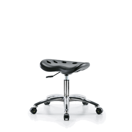 Polyurethane ESD Tractor Stool Chrome - Desk Height with ESD Casters in ESD Black Polyurethane