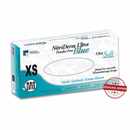Innovative NitriDerm Ultra Blue Chemo Powder-Free Nitrile Exam Gloves, 2XL