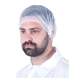 BioClean Non-Sterile Cleanroom Bouffant Cap, 19 in., White
