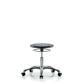 Class 10 Huron Polyurethane Clean Room Stool - Desk Height with Casters in Black Polyurethane