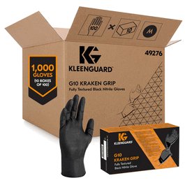 KleenGuard G10 KRAKEN GRIP Fully Textured Black Nitrile Gloves, Size: 2XL (11)