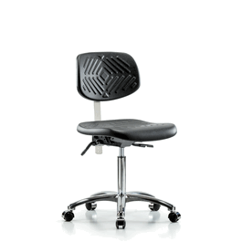 Poly Clean Room Chair, Med Bench, Casters, Gray Poly